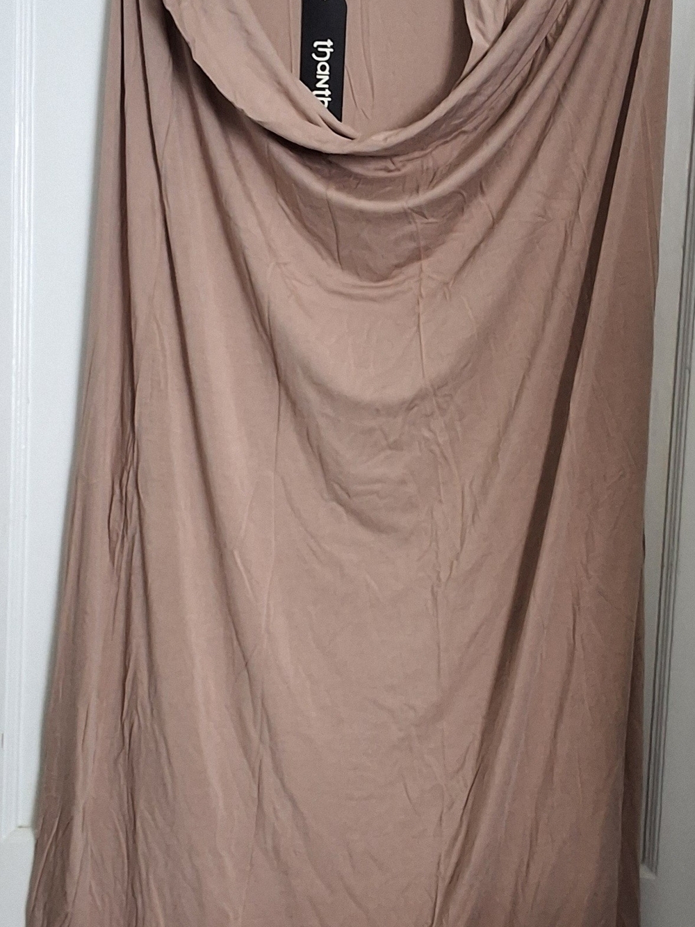 Thongt Taupe Cowl-Waist Maxi Skirt